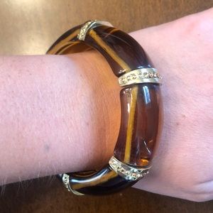 Gold and brown stretchy bracelet